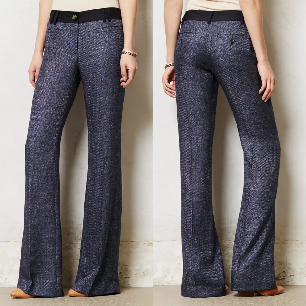 Anthropologie Elevenses Shimmered Tweed Brighton Wide-Legs Pants Tall